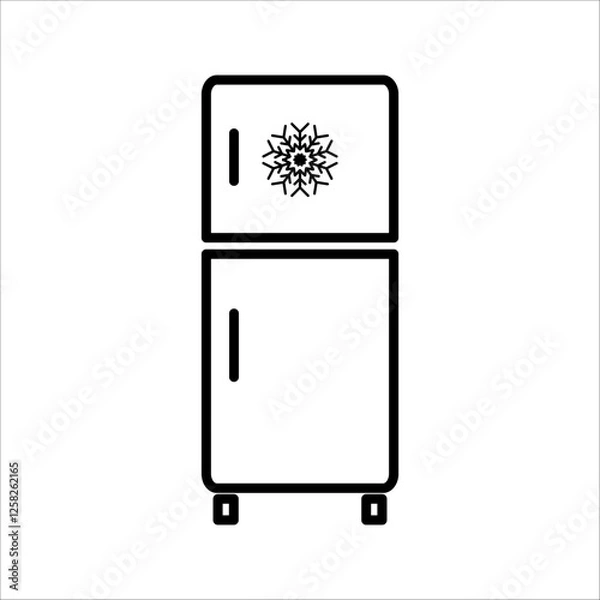 Fototapeta Freezer cold line icon, outline vector sign, linear style pictogram isolated on white. Refrigerator and snowflake symbol, logo illustration. Editable stroke