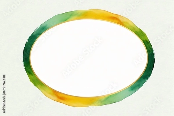 Obraz Elegant Oval Frame with Watercolor Green and Yellow Design