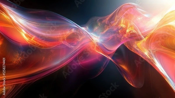 Fototapeta Abstract energy flow, vibrant hues, dark background, website header