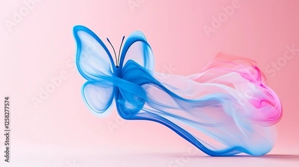 Fototapeta Abstract Butterfly With Fluid Colors On Pastel Background
