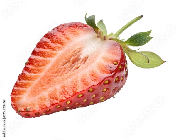 Fototapeta slice of strawberry in isolated on transparent background png