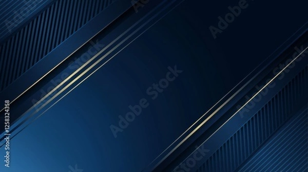 Obraz Photo of Blue Background with Minimalistic Lines for Design, Featuring White Space in the Center for Text. Ideal for Banner Templates and Digital Projects. Minimalist Wallpaper.