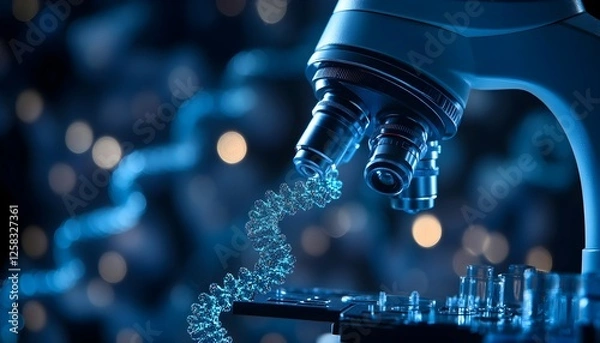 Obraz Microscopic DNA Strand Research in Lab