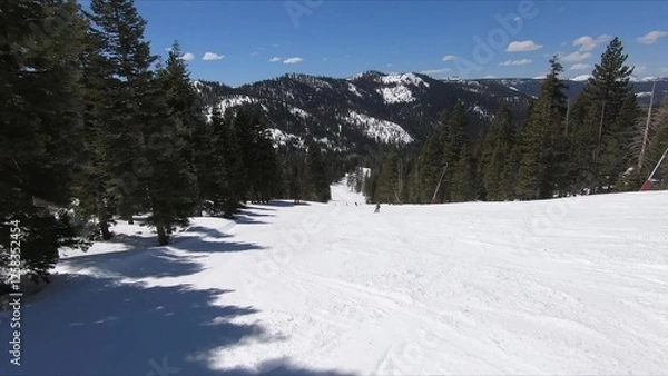 Fototapeta Breathtaking View Of A Majestic Snow-covered Mountain Against Clear Sky