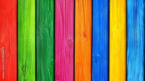 Fototapeta Colorful Vertical Wooden Planks with Distinct Grain Patterns