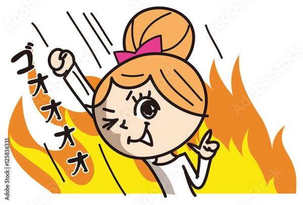 Obraz 女の子　ラフ　やる気