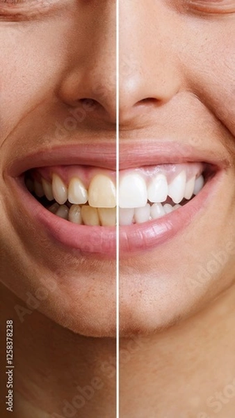Fototapeta Before and after teeth whitening results showcasing a bright smile transformation
