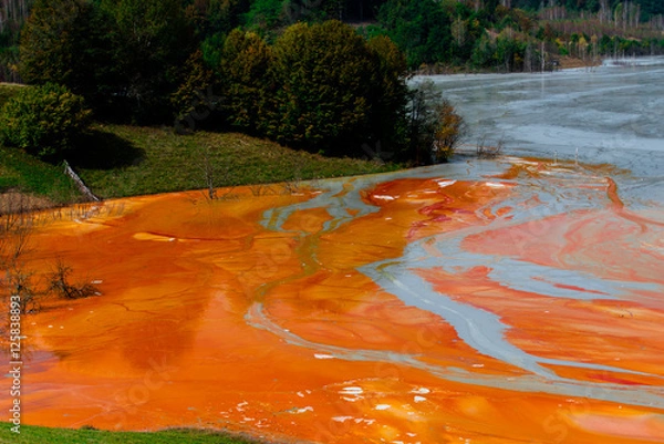 Obraz pollution lake with residuals cooper mine