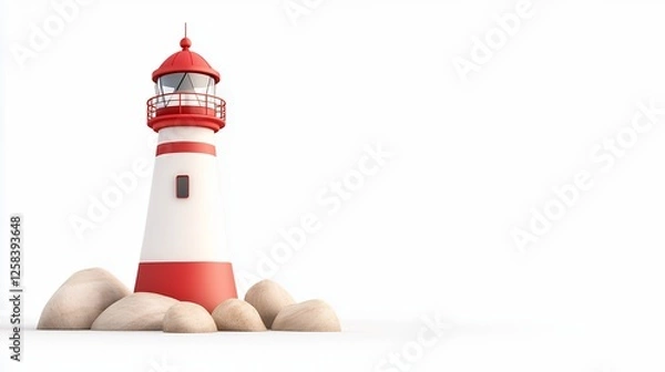 Obraz 3D Rendered Lighthouse on White Background