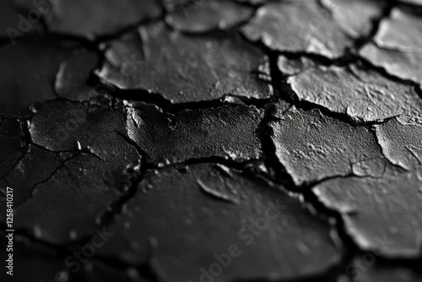 Fototapeta Seamless black concrete with rough surface featuring cracks and imperfections, giving it an industrial, urban look with a tactile appeal.