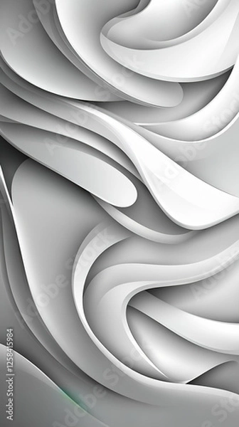 Fototapeta A soft abstract background featuring flowing waves in shades of white and light gray, creating a calm and elegant design.
