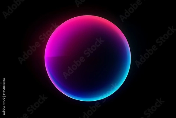 Fototapeta Soft gradient lens flare in neon colors over a black background, creating a subtle and stylish abstract effect.