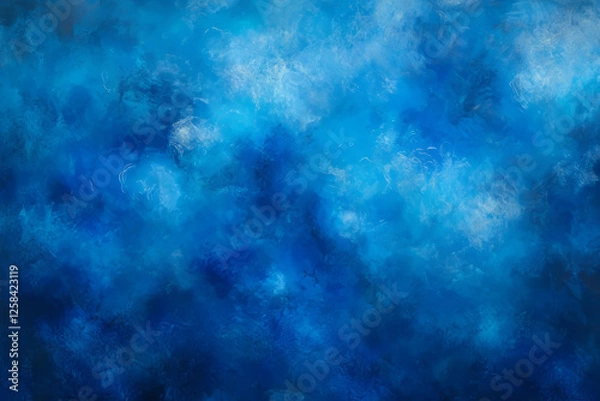 Obraz Textured cloudy sky in rich blue hues, soft fluffy clouds against a vibrant background.