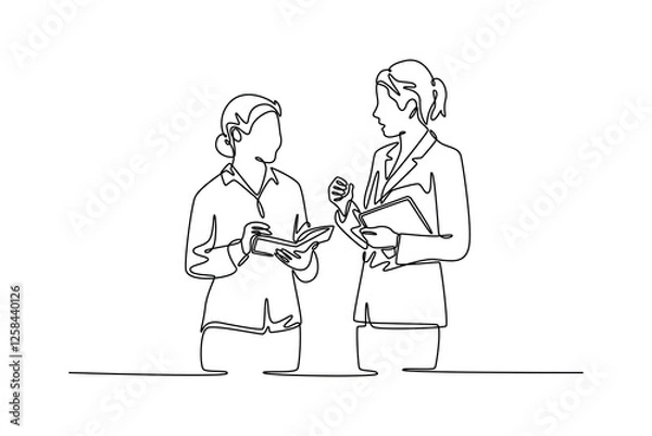 Fototapeta Business Woman concept. Single line draw design vector graphic illustration.