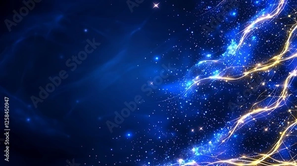 Obraz Abstract Blue Gold Light Streaks Background