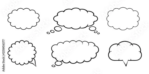 Fototapeta  black hand drawn grunge charcoal, chalk speech bubbles, Balloon Vector Outline Illustration, Ideal for meme, poster, tag, banner, hashtag, dialogue Isolated on white background
