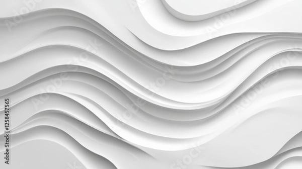 Fototapeta Ethereal White Wavy Layers, Subtle Depth and Gentle Undulation Forms