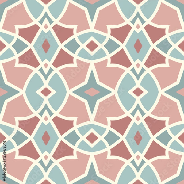 Fototapeta Simple retro vintage dusty pink moroccan seamless pattern tile for fabric, wallpaper, print, background, etc