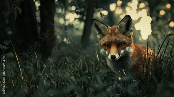 Fototapeta Red Fox in the Twilight Forest