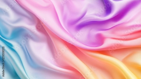 Fototapeta Iridescent Silk Fabric Texture with Flowing Pastel Rainbow Shades