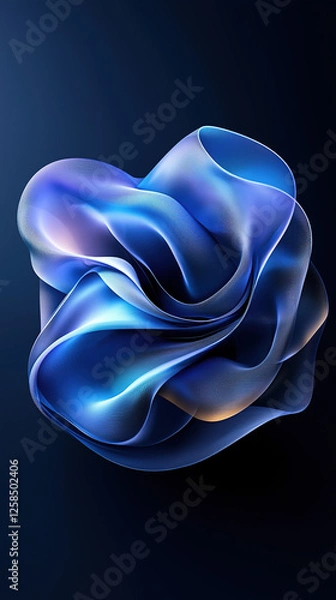 Fototapeta Floating blue fabric with smooth texture and dynamic folds, perfect for digital artwork or fluid motion concept design.
