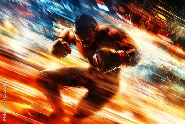 Fototapeta Fast-paced action hero run