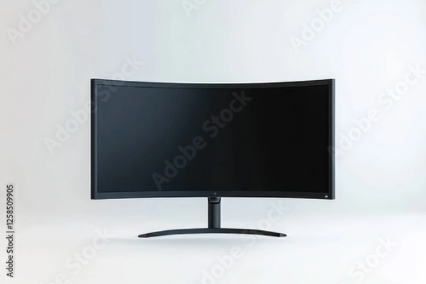 Fototapeta 3D Curved Monitor Isolated and White Background