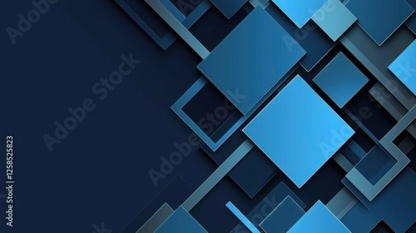 Fototapeta Sophisticated Blue background with minimalistic accents for design and banner templates. Featuring contemporary geometric wallpaper with clean lines and a central white space for text.