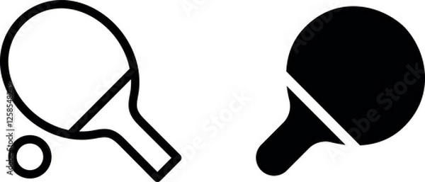 Fototapeta Ping Pong Tennis Racket Sports Symbol Vector Icon Set