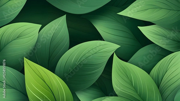 Fototapeta Lush leaf pattern design. Green leaves background. For wallpaper or design elements