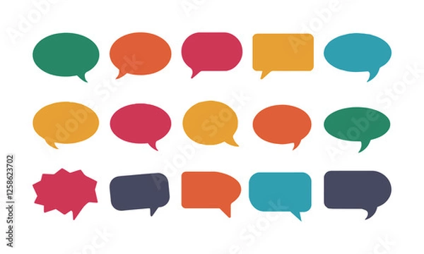 Obraz Set of colorful blank empty speech bubbles for text, chatting, message box. Vector illustration balloon speak sign dialog communication frame