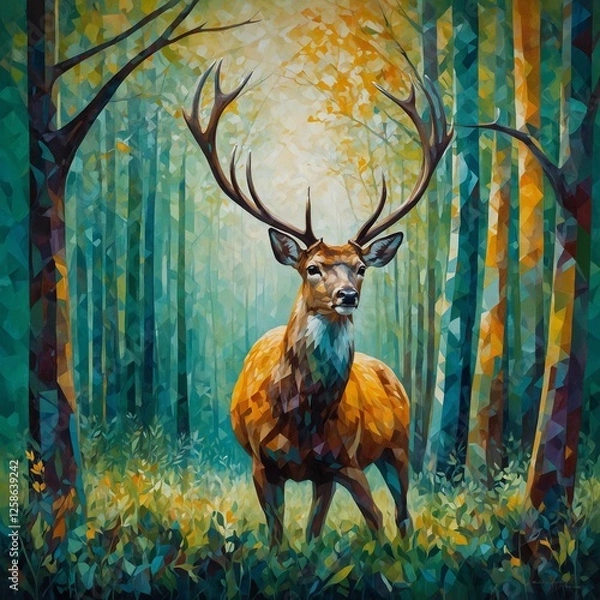 Fototapeta A vibrant and intricate abstract art piece in a pointillism style, comprising of thousands of tiny, rounded dots in various sizes and colors, carefully arranged to form a larger, dreamlike image that 
