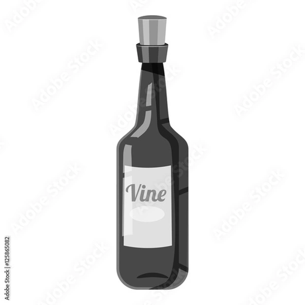 Fototapeta Wine bottle icon. Gray monochrome illustration of wine bottle vector icon for web