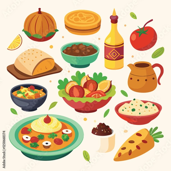 Obraz Colorful Collection of Diverse International Dishes