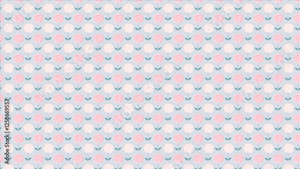 Fototapeta 美しい花のイラスト、パターン背景