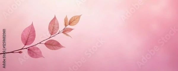 Obraz Delicate leaf branch on soft pastel pink background, abstract, gentle, colorful