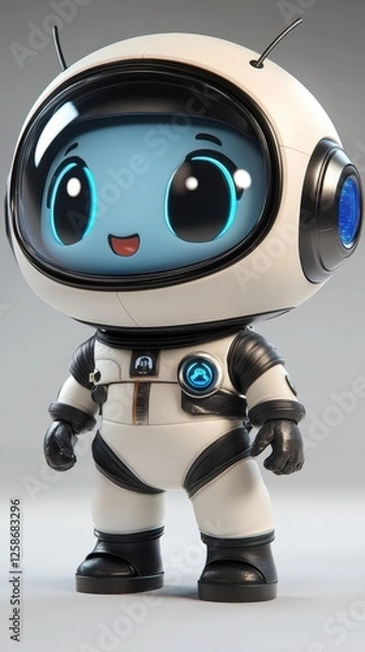 Fototapeta Cute cartoon astronaut character ready for a space adventure in a vibrant universe