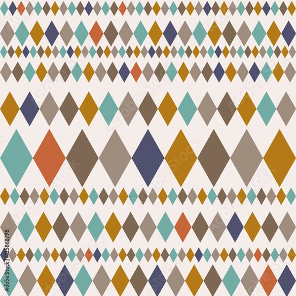 Obraz Seamless pattern with rhombuses. Modern stylish texture. Geometric ornament with colorful rhombuses. Use for wallpaper, cloth design, cover, textile, weave, wrapping, fabric, paper, postcards.