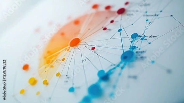 Fototapeta Abstract Network Diagram Showing Connections and Data Flow
