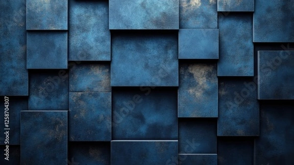 Fototapeta Stylish Blue Background with Grid Patterns for Design, Featuring White Space in the Center for Text. Ideal for Banner Templates and Digital Projects. Abstract Minimalist Wallpaper.