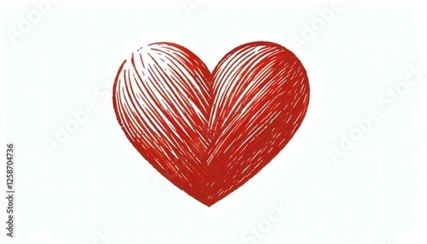 Fototapeta Valentine's Day, Hand-Drawn Heart A Sketch of Love, GENERATIVE AI	