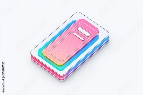 Fototapeta 3D line icon of a library card, symbolizing easy access to resources on a white backdrop.