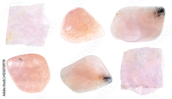 Fototapeta natural specimens of uncut morganite rocks cutout
