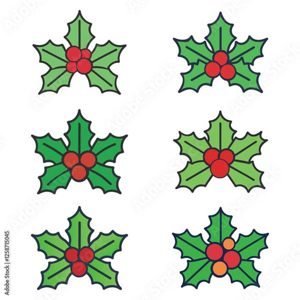 Obraz Holly Berry Christmas Vector Icon