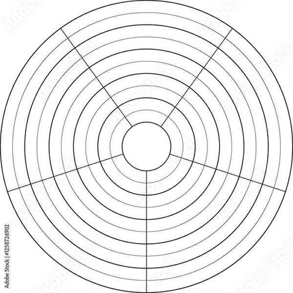 Fototapeta Vector circle diagram of lifestyle balance with five segments. Round line diagram for daily planner, journal, notebook 