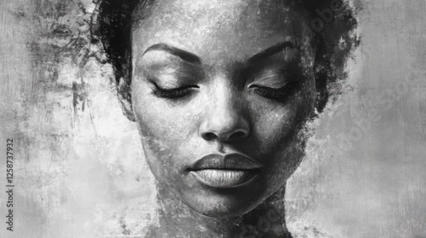 Fototapeta Artistic Black and White Portrait of a Woman with Se