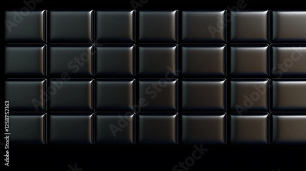 Fototapeta Modern black padded leather wall panel with square tufted upholstery and glossy surface in luxury interior design for elegant background and high-end decoration concept