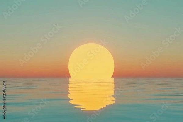 Obraz Ocean sunset reflection, calm water, pastel sky, peaceful scene, website banner
