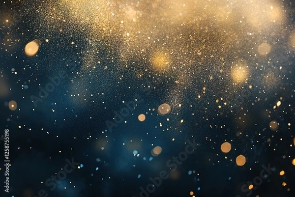 Obraz Glimmering gold dust and bokeh lights on a dark background