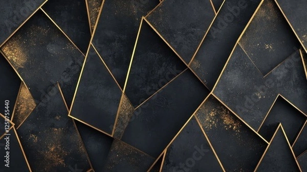 Fototapeta Elegant Abstract Background with Dark Geometric Shapes and Golden Accents
